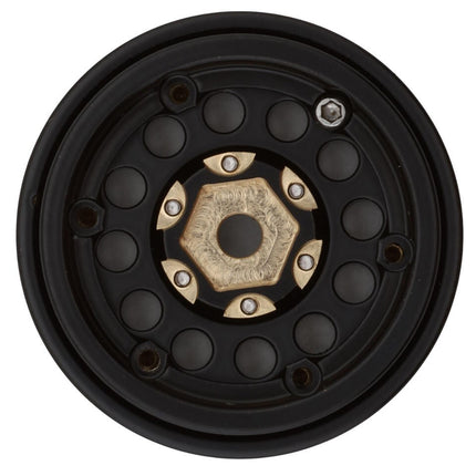 Treal Hobby Type A 1.0" 12-Hole Brass Beadlock Wheels (Black) (40g)