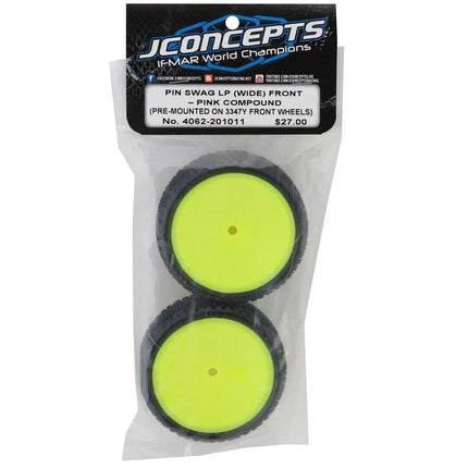 JConcepts Pin Swag LP Wide 2.2" Pre-Mounted 2WD Front Buggy Carpet Tires (Pink) 