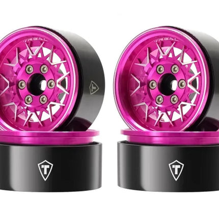 Treal Hobby Type V 1.9" V-Spoke Beadlock Wheels Pink