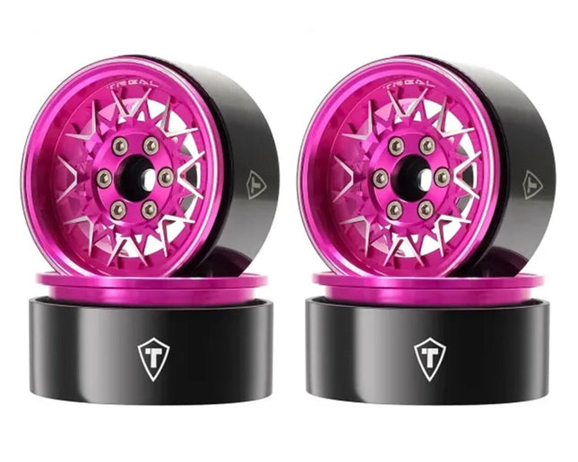 Treal Hobby Type V 1.9" V-Spoke Beadlock Wheels Pink