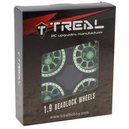 Treal Hobby Type V2 1.9" Beadlock Wheels (Green/Silver)