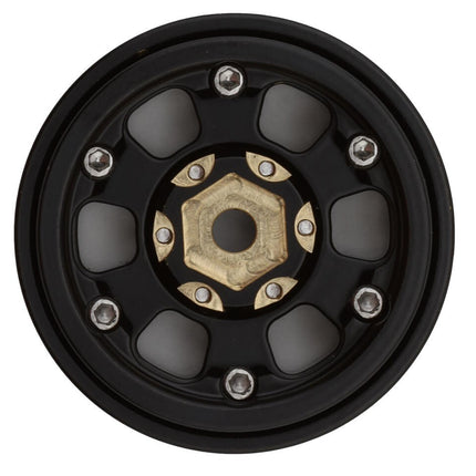 Treal Hobby Type B 1.0" 6-Spoke Brass Beadlock Wheels (Black) (38.7g)