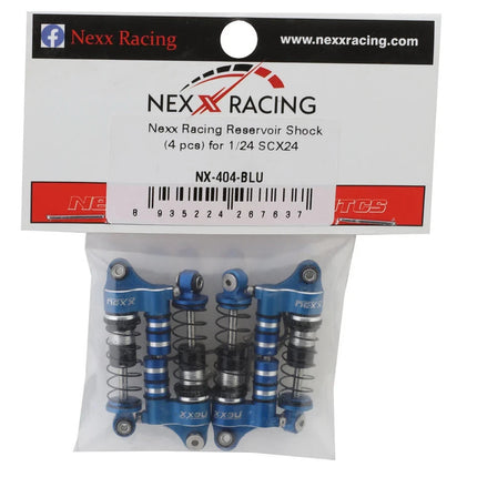 NEXX Racing SCX24 36mm Aluminum Oil-Filled Threaded Reservoir Shocks (Blue)
