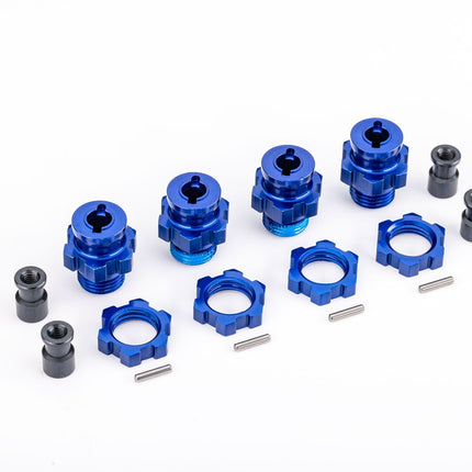 Traxxas 17 mm Blue Aluminum Splined Hubs w/ Nuts (4) For Traxxas 4X4 1/10