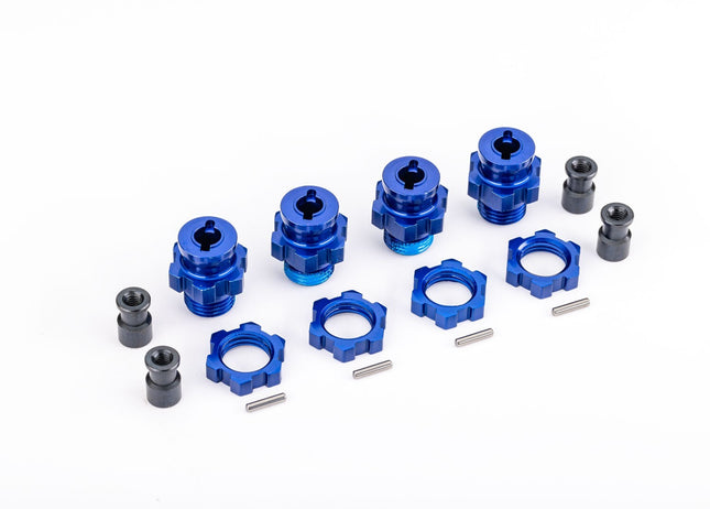 Traxxas 17 mm Blue Aluminum Splined Hubs w/ Nuts (4) For Traxxas 4X4 1/10