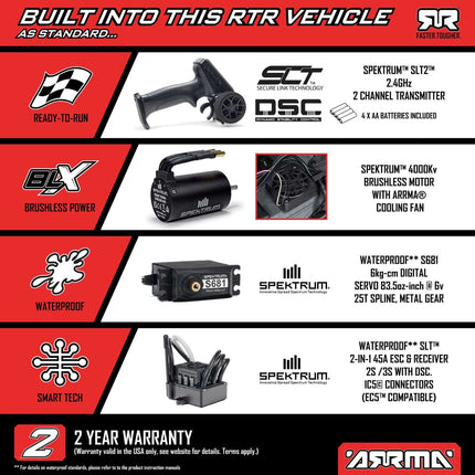 Arrma Gorgon 223S 1/10 RTR Brushless 2WD Monster Truck (Black) ARA3530T1