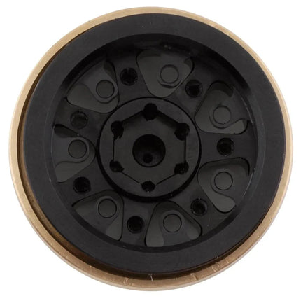 Samix SCX24 Aluminum & Brass 1.0" Beadlock Wheel Set w/Scale Hubs Black (20.5g)