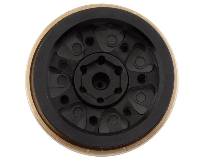 Samix SCX24 Aluminum & Brass 1.0" Beadlock Wheel Set w/Scale Hubs Black (20.5g)