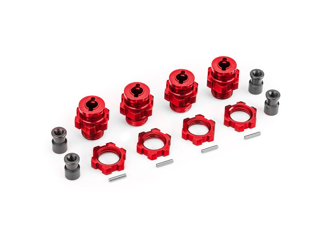 Traxxas 17 mm Red Aluminum Splined Hubs w/ Nuts (4) For Traxxas 4X4 1/10