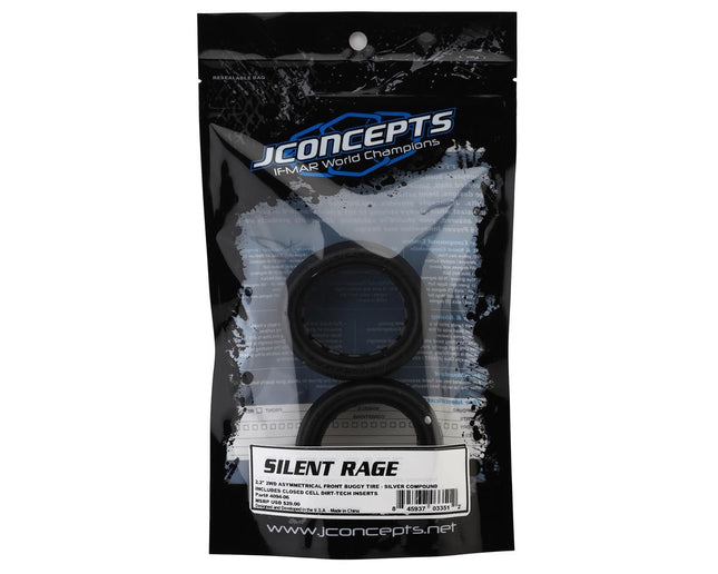 JConcepts Silent Rage 2.2" 2WD Front Buggy Dirt Oval Tires (2)  Silver JCO409406