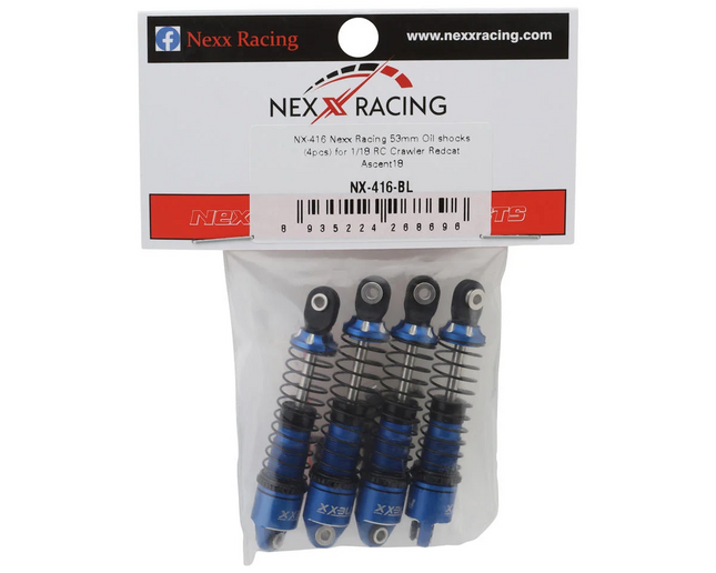 NEXX Racing Redcat Ascent18 53mm Oil-Filled Shocks (Blue) NX-416-BL