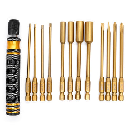 Premium 12-in-1 Magnetic Locking Screwdriver Set with Titanium Nitride Coated