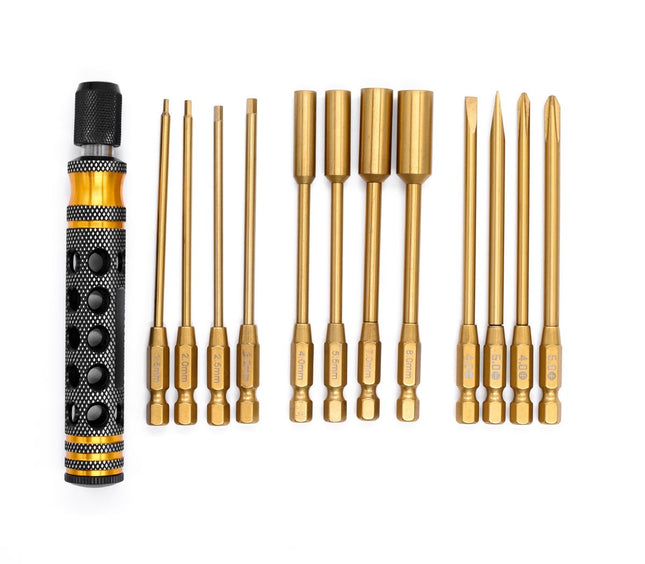 Premium 12-in-1 Magnetic Locking Screwdriver Set with Titanium Nitride Coated