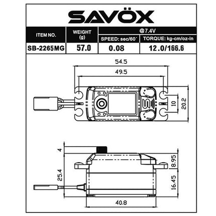 Savox Black Edition Low Profile High Voltage Brushless Digital Servo