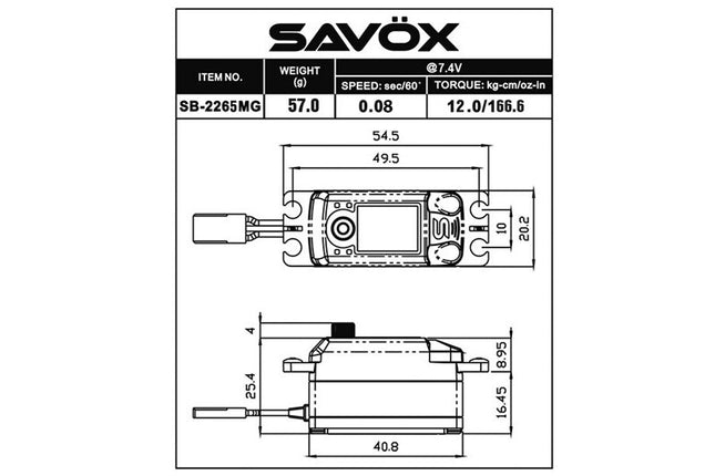 Savox Black Edition Low Profile High Voltage Brushless Digital Servo