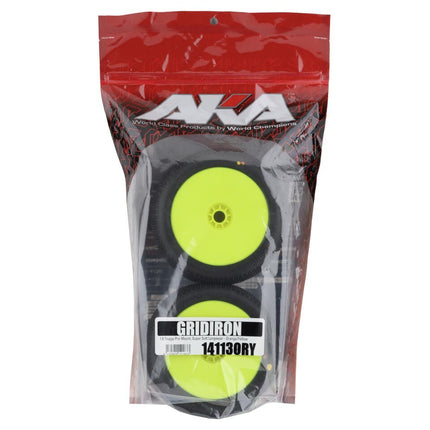 AKA EVO Gridiron 1/8 Truggy Pre-Mounted Tires (Yellow) (Super Soft - Long Wear)