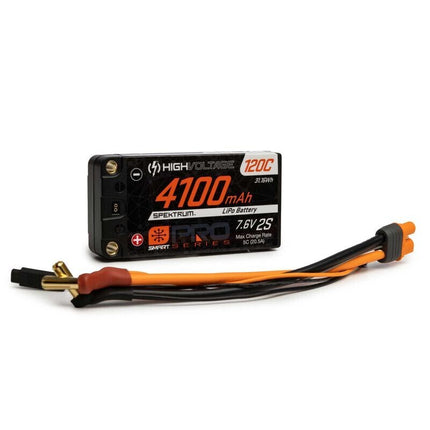 Spektrum 7.6V 4100mAh 2S 120C Smart Pro Race Shorty 5mm tubes SPMX412S120HT NEW!