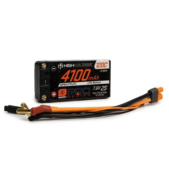 Spektrum 7.6V 4100mAh 2S 120C Smart Pro Race Shorty 5mm tubes SPMX412S120HT NEW!