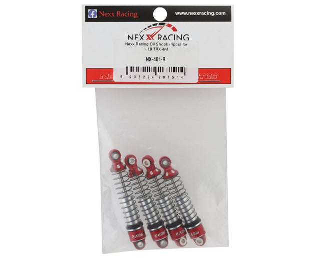 NEXX Racing 56mm Aluminum Threaded Oil-Filled Shocks (Red) (4) for Traxxas TRX-4