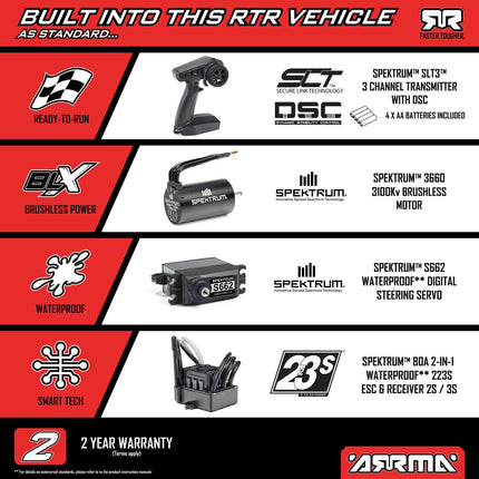 Arrma 1/8 TYPHON 223S BLX Brushless 4X4 Buggy RTR with DSC Blue ARA4306V4T4