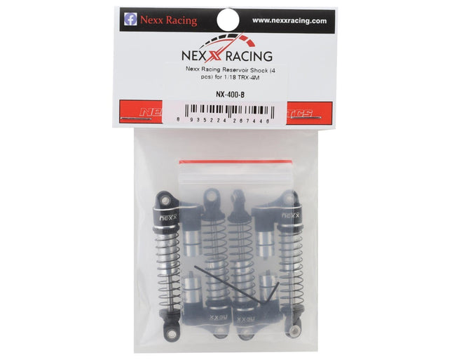NEXX Racing Reservoir Aluminum Threaded Oil-Filled Shocks for Traxxas TRX-4M Blk
