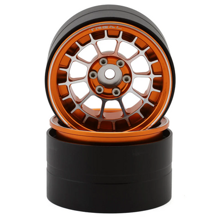 Treal Hobby 2.2" Type-A Aluminum 1/10 Rock Crawler Beadlock Wheels (Orange) (2)