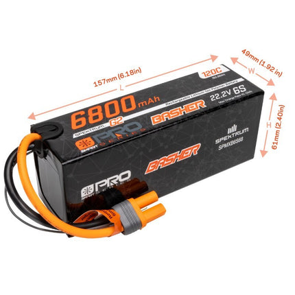 Spektrum 22.2V 6800mAh 6S 120C Smart G2 Pro Basher LiPo IC5 SPMXB6S68 New!!