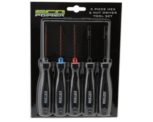 EcoPower 5-Piece Metric Hex & Nut Driver RC Essential Tool Set