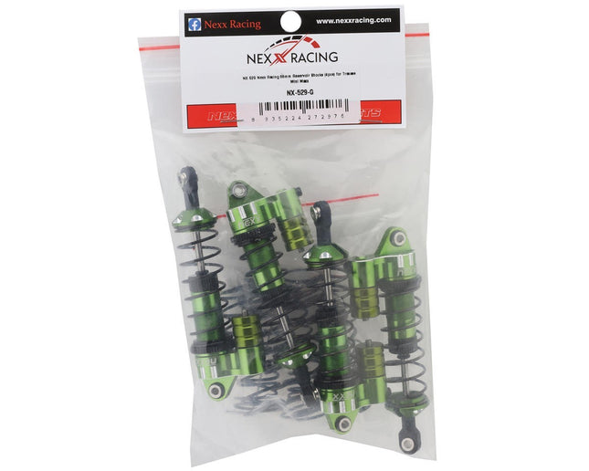 NEXX Racing Aluminum Oil-Filled Reservoir Shocks Traxxas 4x4 Mini Maxx Green
