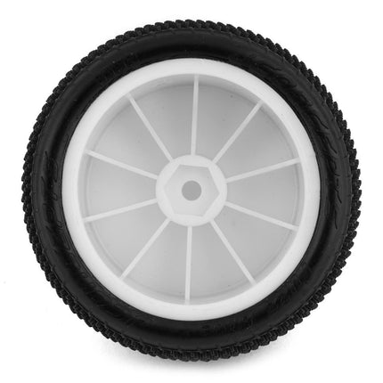 JConcepts Fuzz Bite LP 2.2" Pre-Mounted Rear Buggy Carpet Tires (White) (Pink)