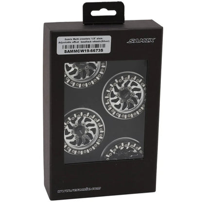 Samix Multi Crawlers Angled Spoke 1.9" Alum Adj Offset Beadlock Wheels Silver