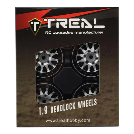 Treal Hobby Type D 1.9" 12-Spoke Beadlock Wheels (Silver/Black)