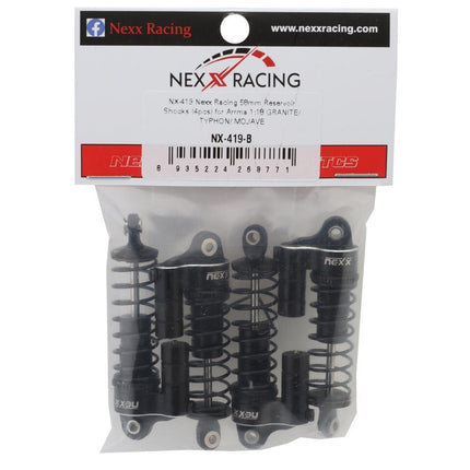 NEXX Racing Arrma Grom Reservoir Threaded Aluminum Oil-Filled Shocks Black 58mm