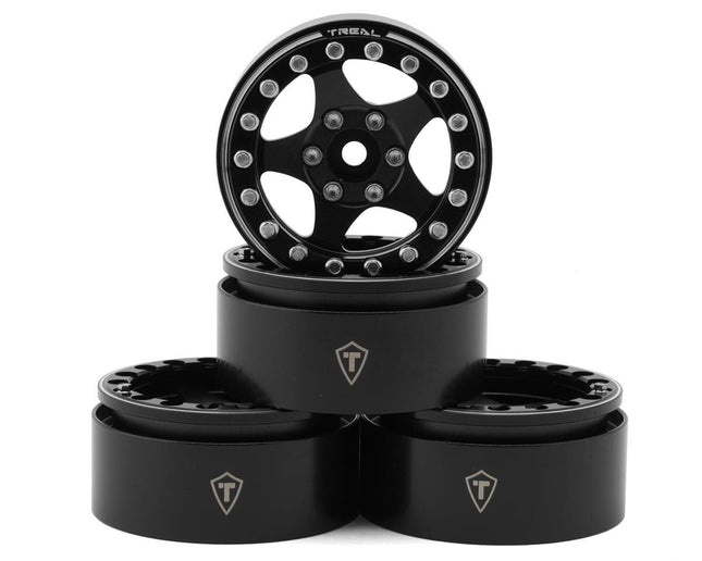 Treal Hobby Type E 1.9" Classic 5-Spoke Beadlock Wheels Black/Black TLHTWHEEL39