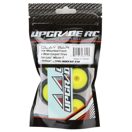 UpGrade RC Clay Bar Pre-Mounted Clay Tires for Losi® Micro-T (Yellow) UPG10012TY