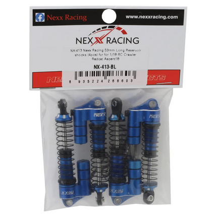 NEXX Racing Redcat Ascent-18 59mm Aluminum Oil-Filled Reservoir Shocks (Blue)