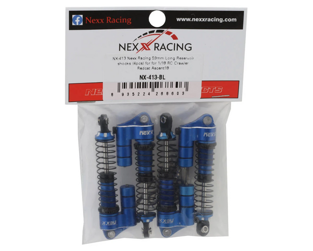 NEXX Racing Redcat Ascent-18 59mm Aluminum Oil-Filled Reservoir Shocks (Blue)