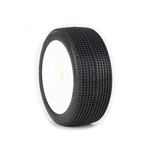 AKA 1/8 Double Down Super Soft Long Wear Pre-Mount Tires, White EVO Wheels Buggy