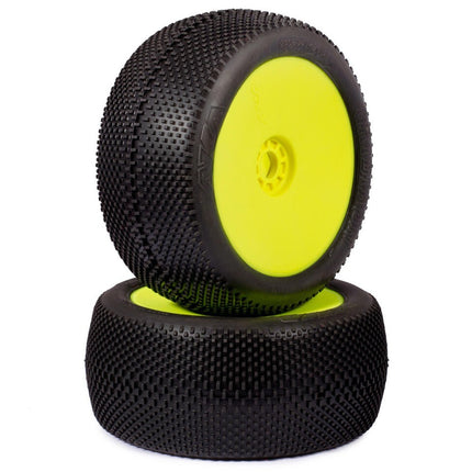 AKA EVO Gridiron 1/8 Truggy Pre-Mounted Tires (Yellow) (Soft - Long Wear)