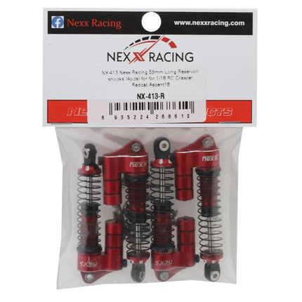 NEXX Racing Redcat Ascent-18 59mm Aluminum Oil-Filled Reservoir Shocks Red