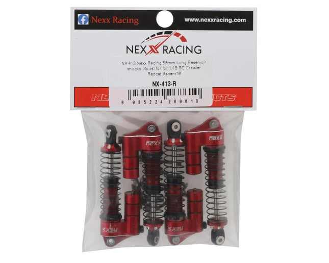 NEXX Racing Redcat Ascent-18 59mm Aluminum Oil-Filled Reservoir Shocks Red