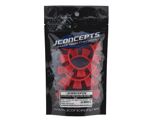 JConcepts 2212-7 "Satellite" Tire Glue Bands (Red) JCO22127
