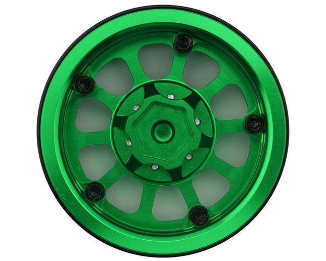 Treal Hobby Type V2 1.9" Beadlock Wheels (Green/Silver)