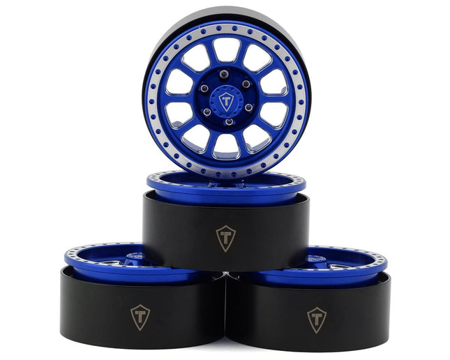 Treal Hobby Type V2 1.9" Beadlock Wheels (Blue/Silver)