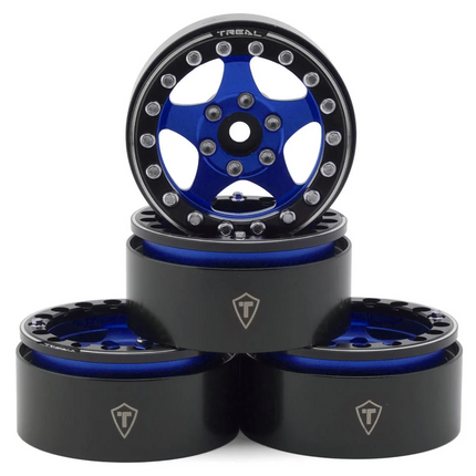 Treal Hobby X003KV5HYB Type E 1.9" Classic 5-Spoke Beadlock Wheels Blue/Black