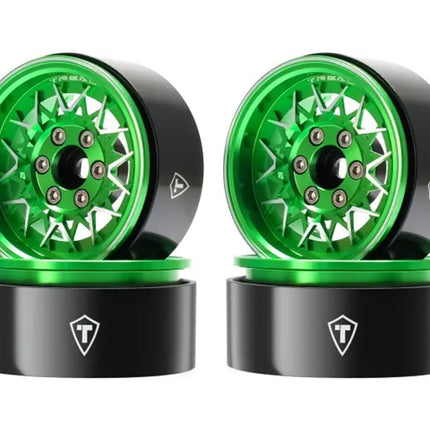 Treal Hobby Type V 1.9" V-Spoke Beadlock Wheels Green