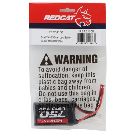 Redcat MT-18/Ascent-18 2S Lipo Battery (7.4V/750mAh) w/JST Connector