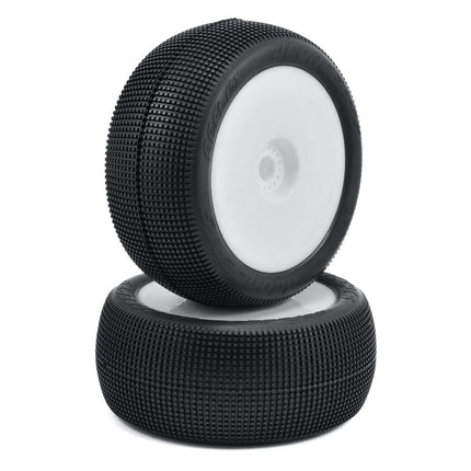 JConcepts Reflex 4.0" Pre-Mounted 1/8th Truggy Tires (2) (White) (Green) 3125-12