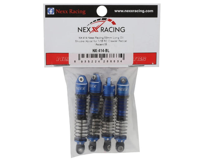 NEXX Racing Redcat Ascent18 Long Travel Aluminum Oil Shocks (Blue) (4) (59mm)