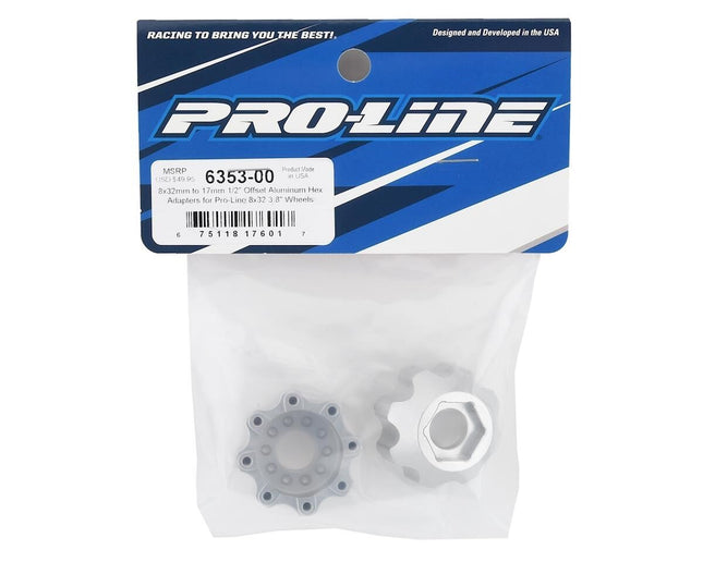 Pro-Line 8x32 to 17mm 1/2" Offset Aluminum Hex Adapters PRO635300